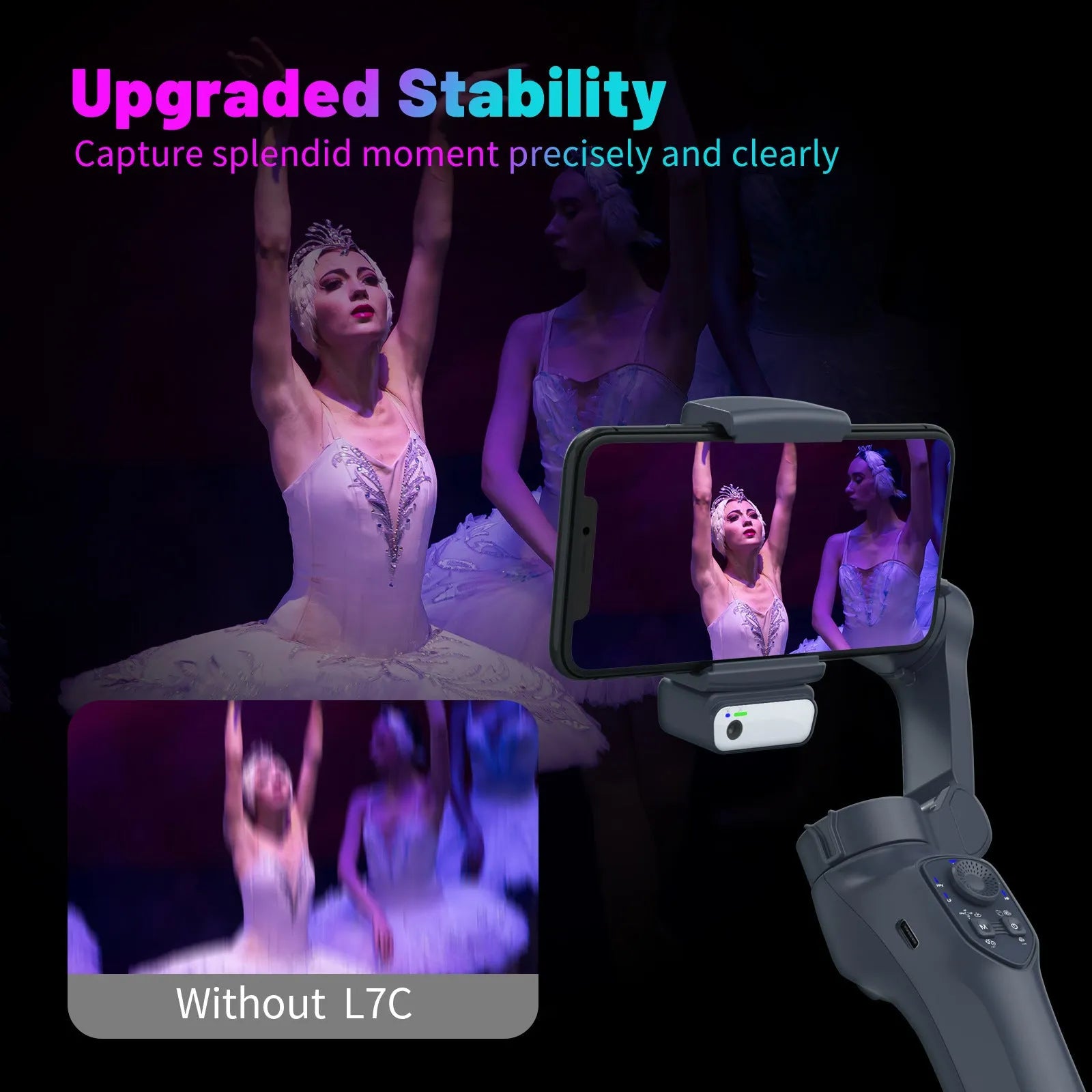 RK Series gun colour foldable handheld phone gimbal stabilizer with USB port.