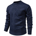 Fleece-lined thick round neck knitted undershirt for men in beige