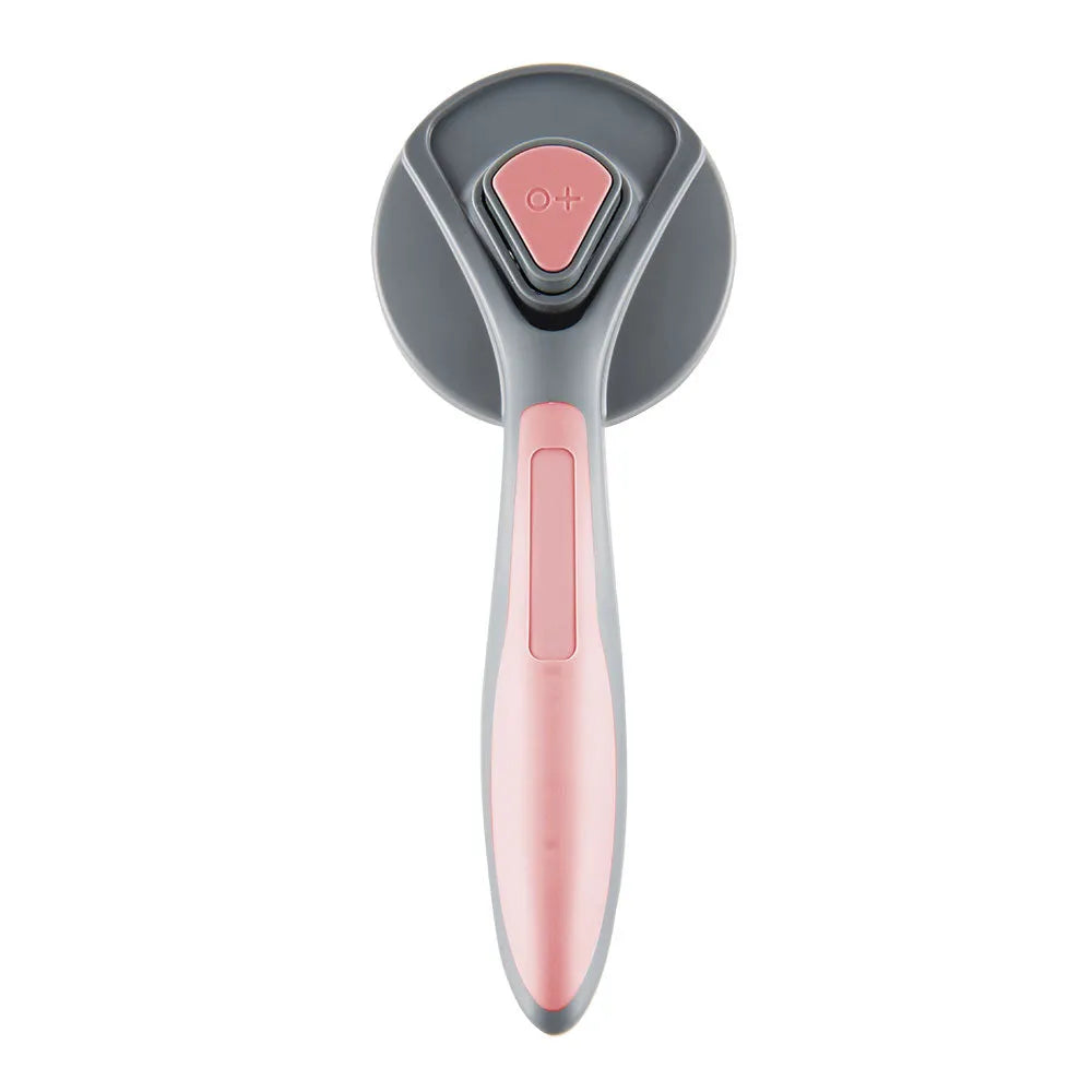 Self cleaning pet slicker brush in grey, green or pink with one-click button and massage bristle tips