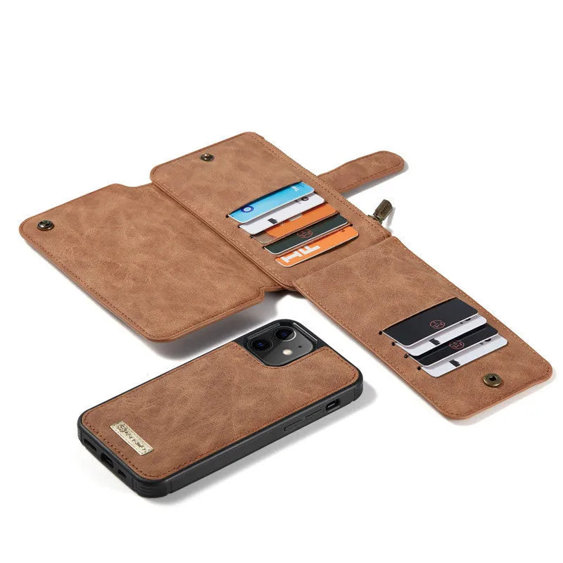 Black imitation leather split flip case for Apple iPhone with front cover open