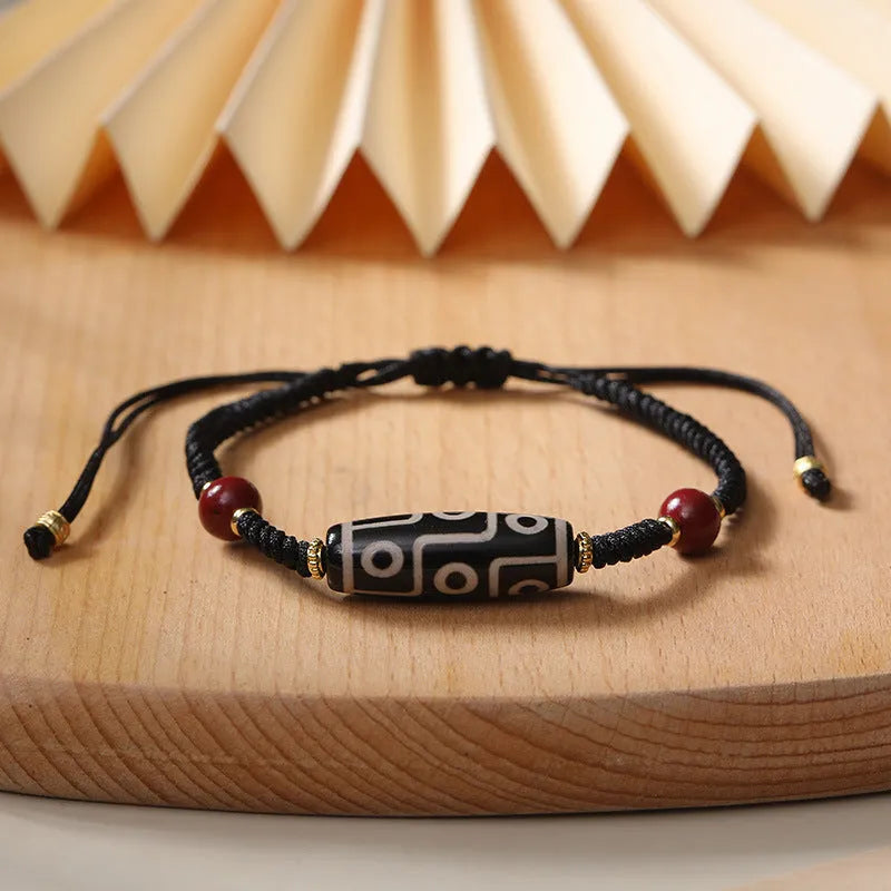 Tibetan agate dzi bead men's bracelet with shrinkable adjustable design in couple style