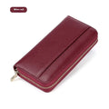 Genuine leather long women's wallet in six colours showing large-capacity design