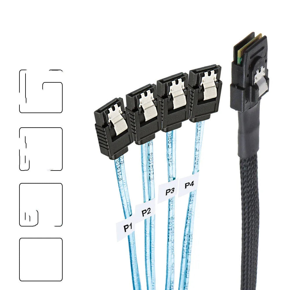 Straight head SAS server hard disk data cable with coaxial connectors