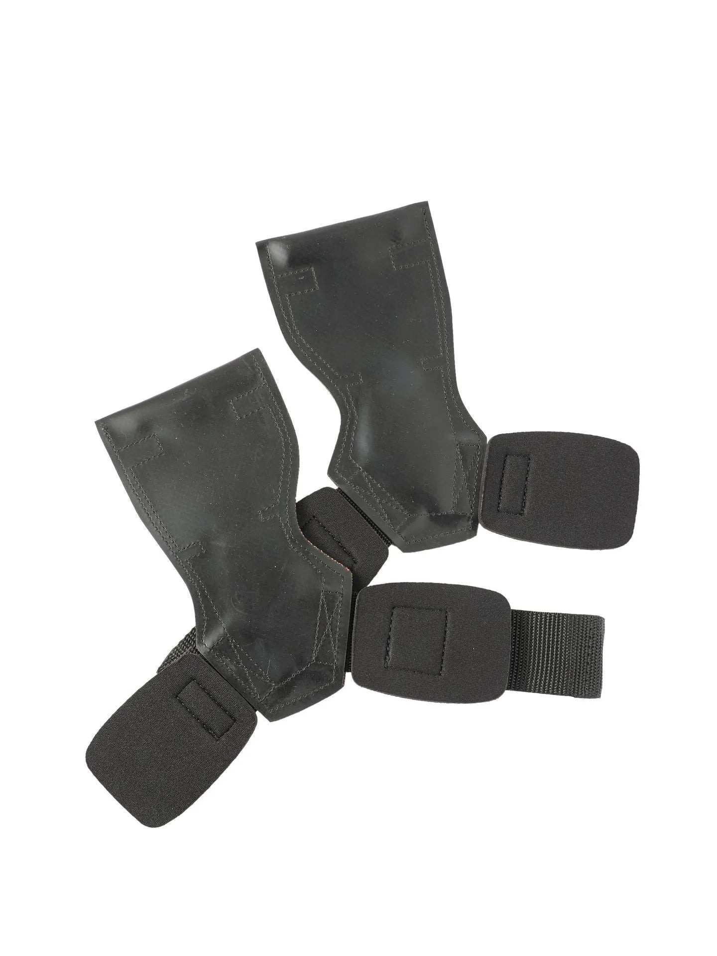 Black rubber palm protector with an assist strap for weightlifting and rock climbing.