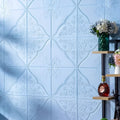 Light blue plants pattern XPE foam wall sticker showing three-dimensional texture 70cm square