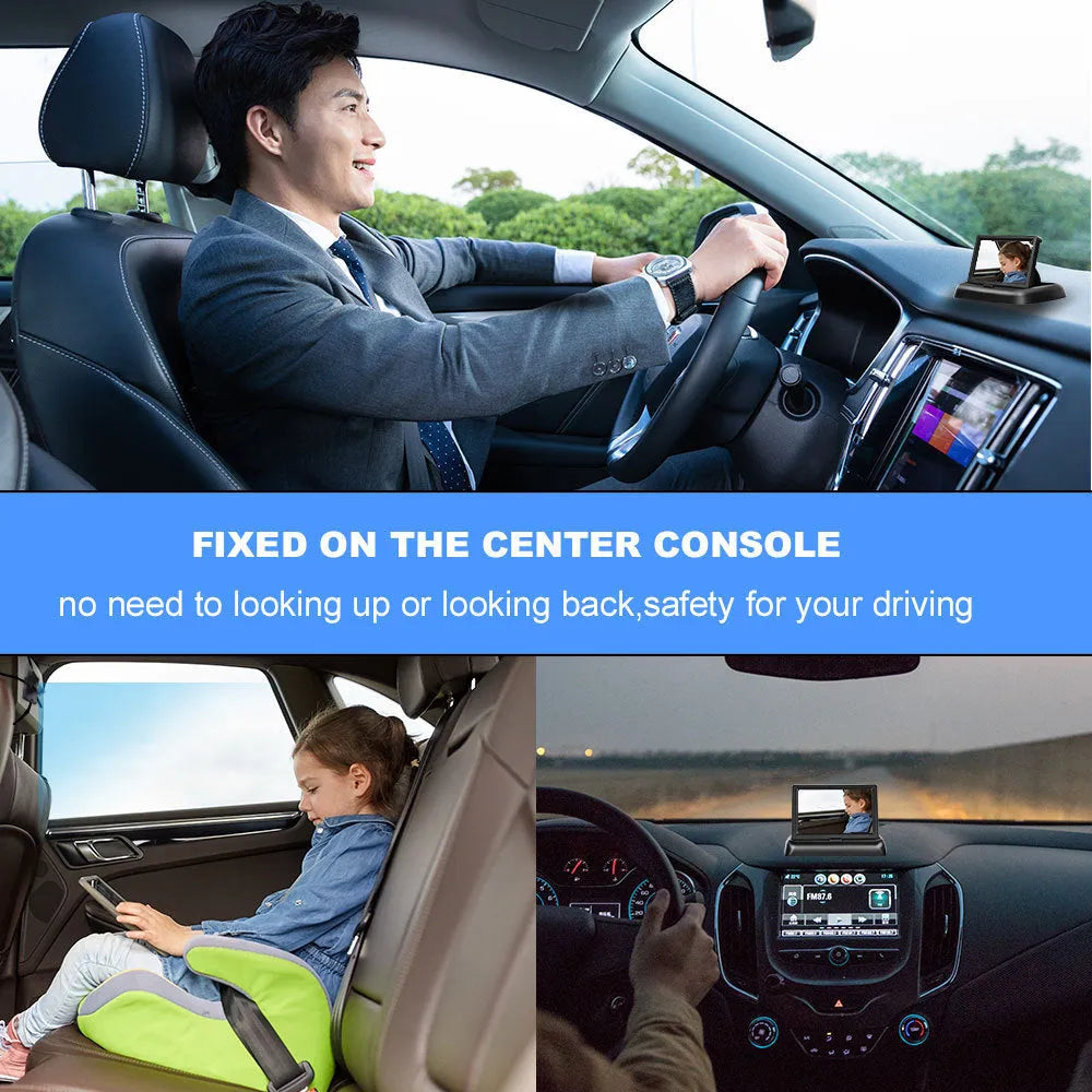 4.3 inch folding screen car baby monitor with rear view camera and cigarette lighter power cord