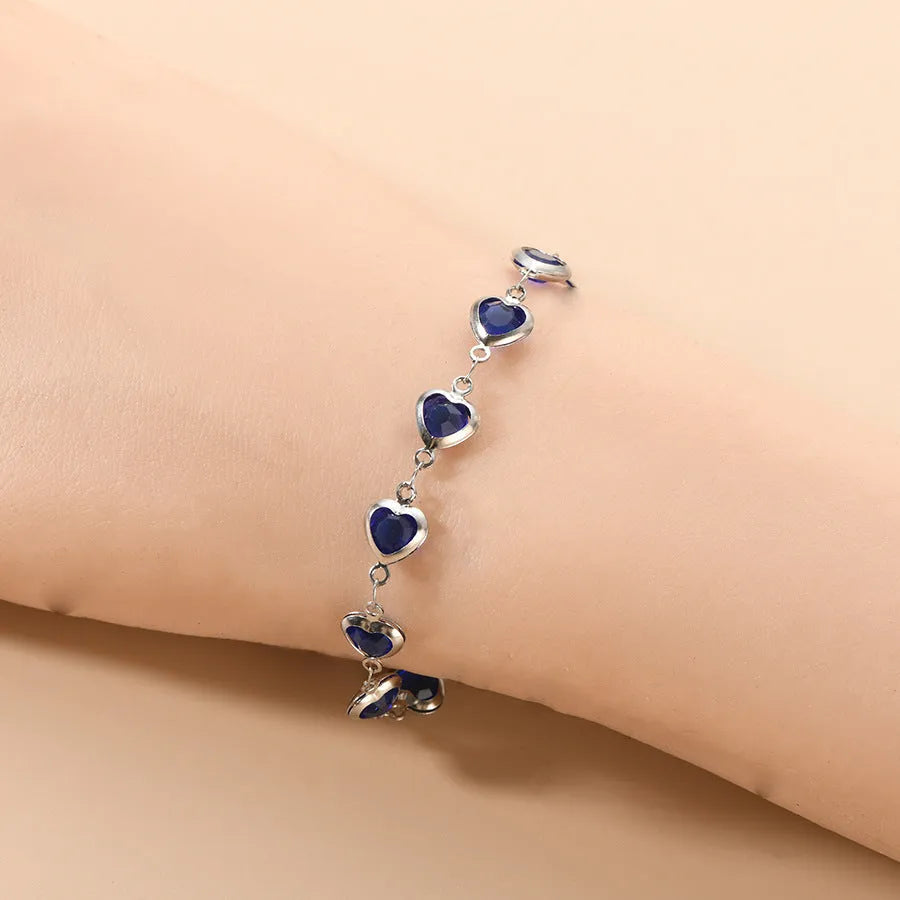 Geometric heart-shaped stainless steel bracelet with colourful electroplated finish