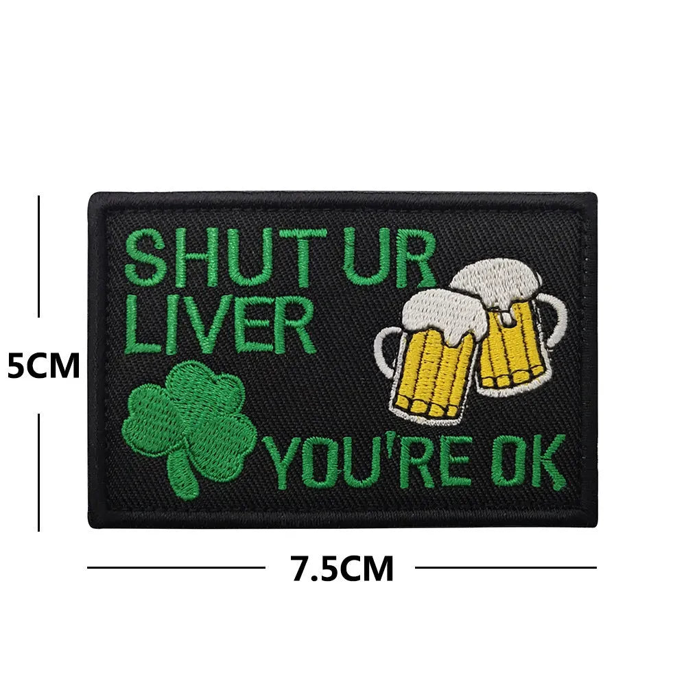 Outdoor embroidered fabric badge with Velcro strip on nylon polyester in various colour designs.