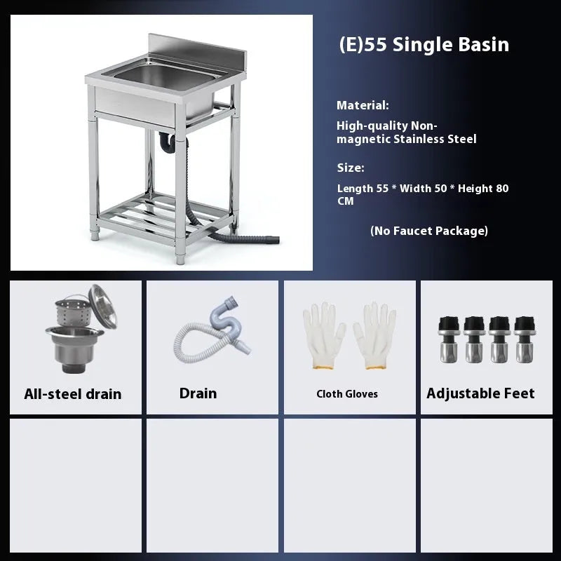 Stainless steel deep groove kitchen sink with brushed finish and single basin