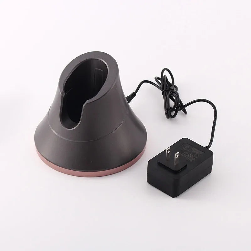 Wireless hair dryer in gray with two speed buttons and UK plug, for dormitory or outdoor use