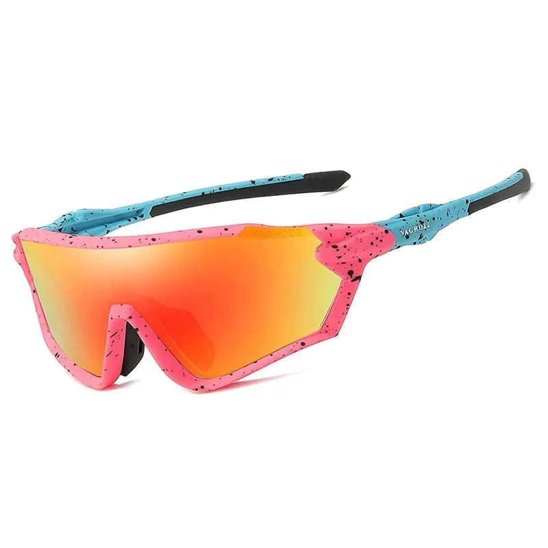 UV400 bicycle windproof goggles with full rim PC frame in DL1 colour, side view showing lens curve