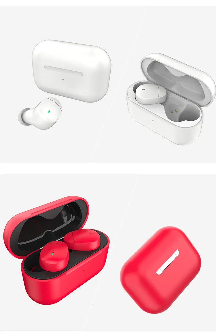 Flame red Qualcomm TWS 3040 Bluetooth 5.2 wireless headphones with earplug design