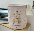 Foldable cotton laundry basket in modern simple style for bedroom and bathroom storage.