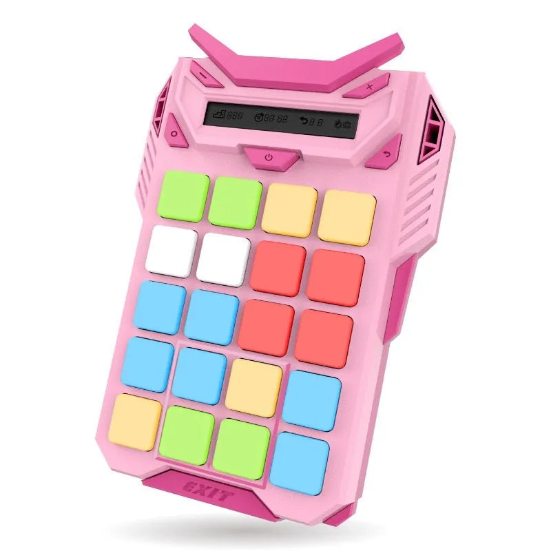 LCD children's smart handheld electronic toy in plastic construction with flash and music functions, blue and pink options
