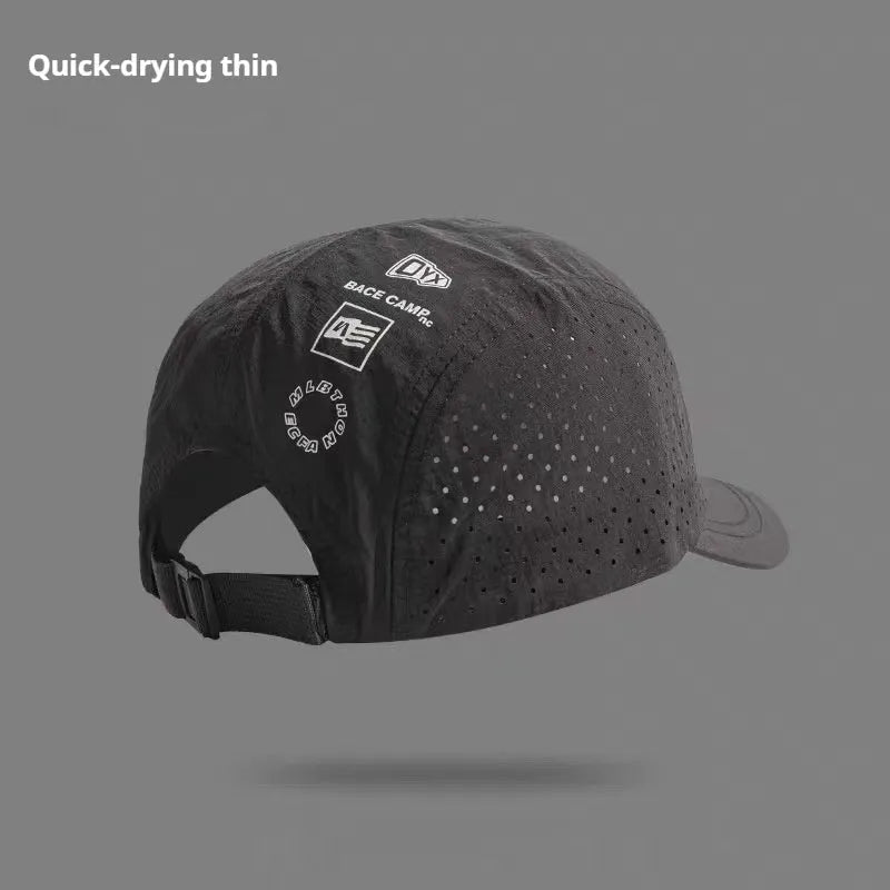 Men's adjustable baseball cap with mesh construction in purple, khaki, green, black, or grey