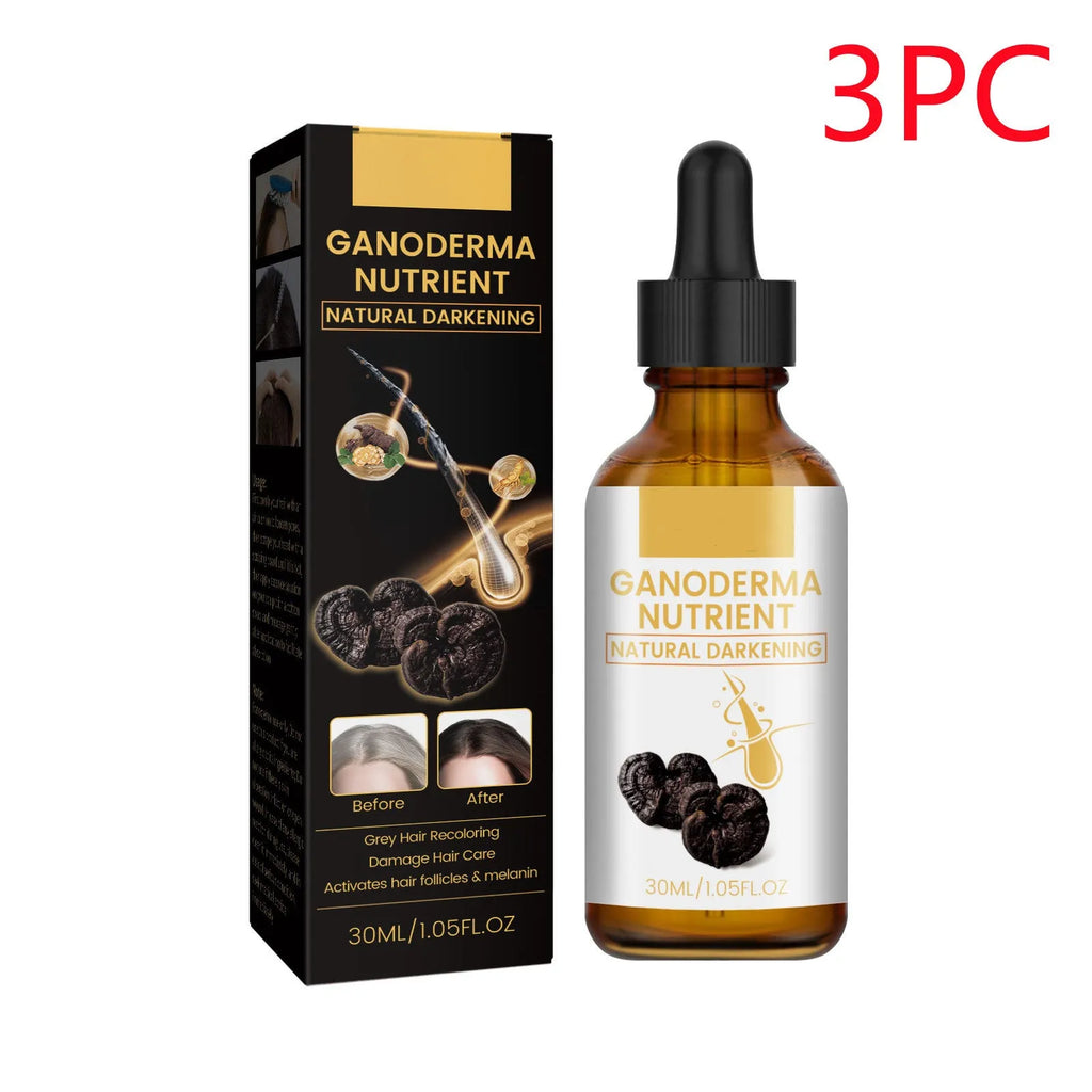 30ml Black Ganoderma hair lotion bottle for follicle activation and melanin support