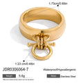 18K gold stainless steel women's open ring with geometric horseshoe motif on a titanium steel band