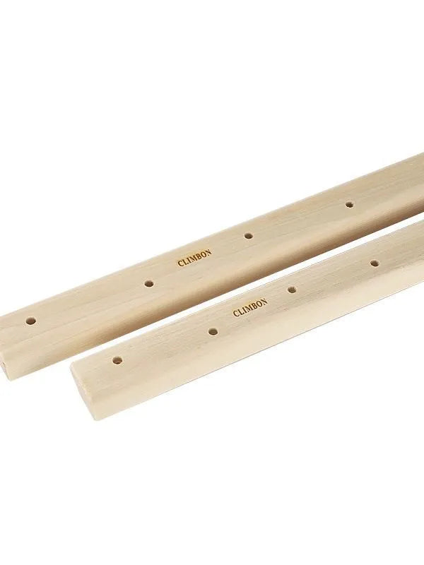 Set of three solid wooden hangboards for grip and finger strength training, shown in different sizes.