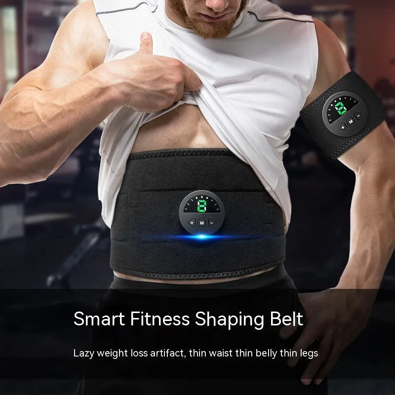 EMS fitness belt waist massager with silicone waistband, arm patch, abdominal patch, USB cable