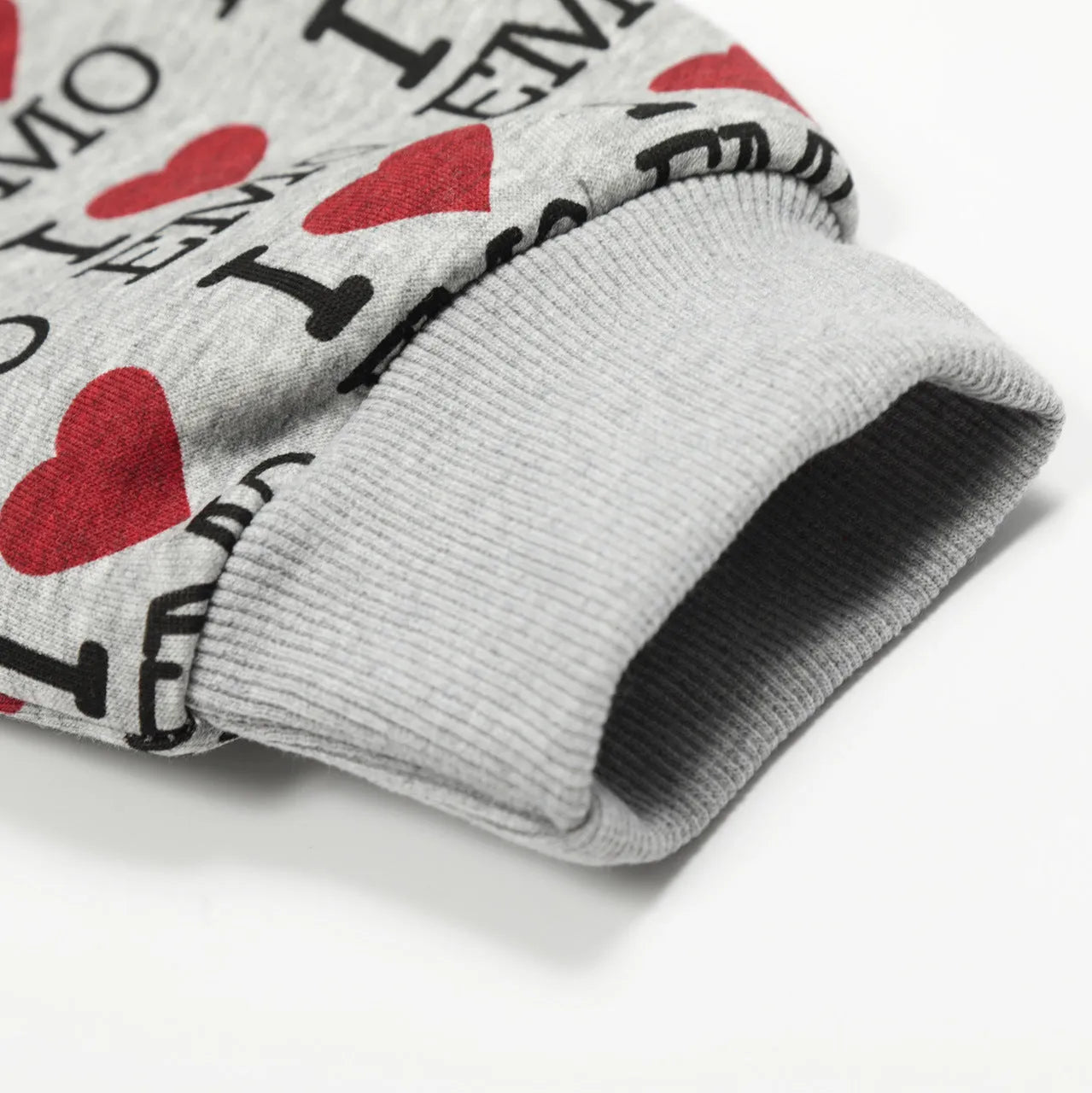 Women's melange grey cotton hooded cardigan with a retro autumn pattern and long sleeves.