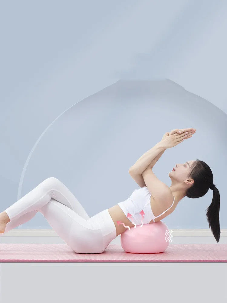 25cm frosted Pilates hips ball in purple or pink with blowing tube, PVC inflatable yoga ball