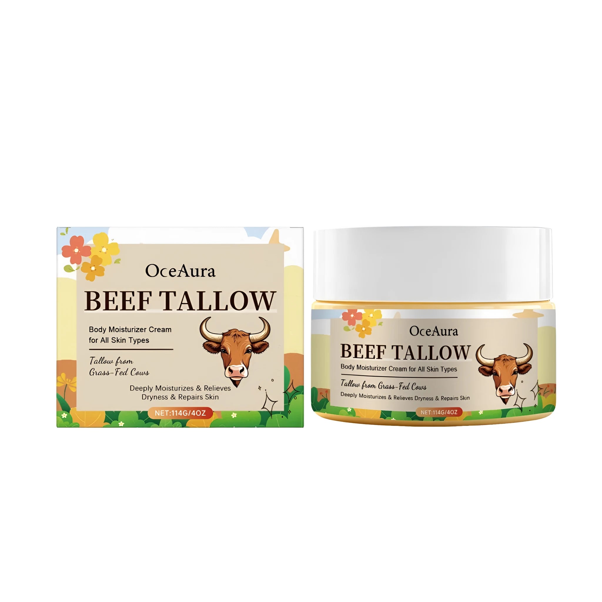 114 g jar of tallow moisturising cream with honey extract for face and body
