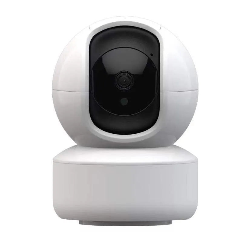 5G dual band wireless security camera with night vision and built-in microphone on a white background