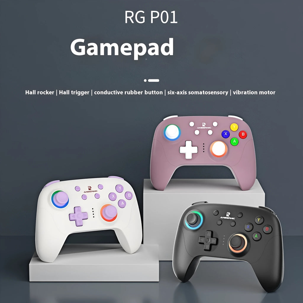 RGP01 wireless gamepad with RGB lighting, compatible with PC, Switch, Android, iOS, black colour