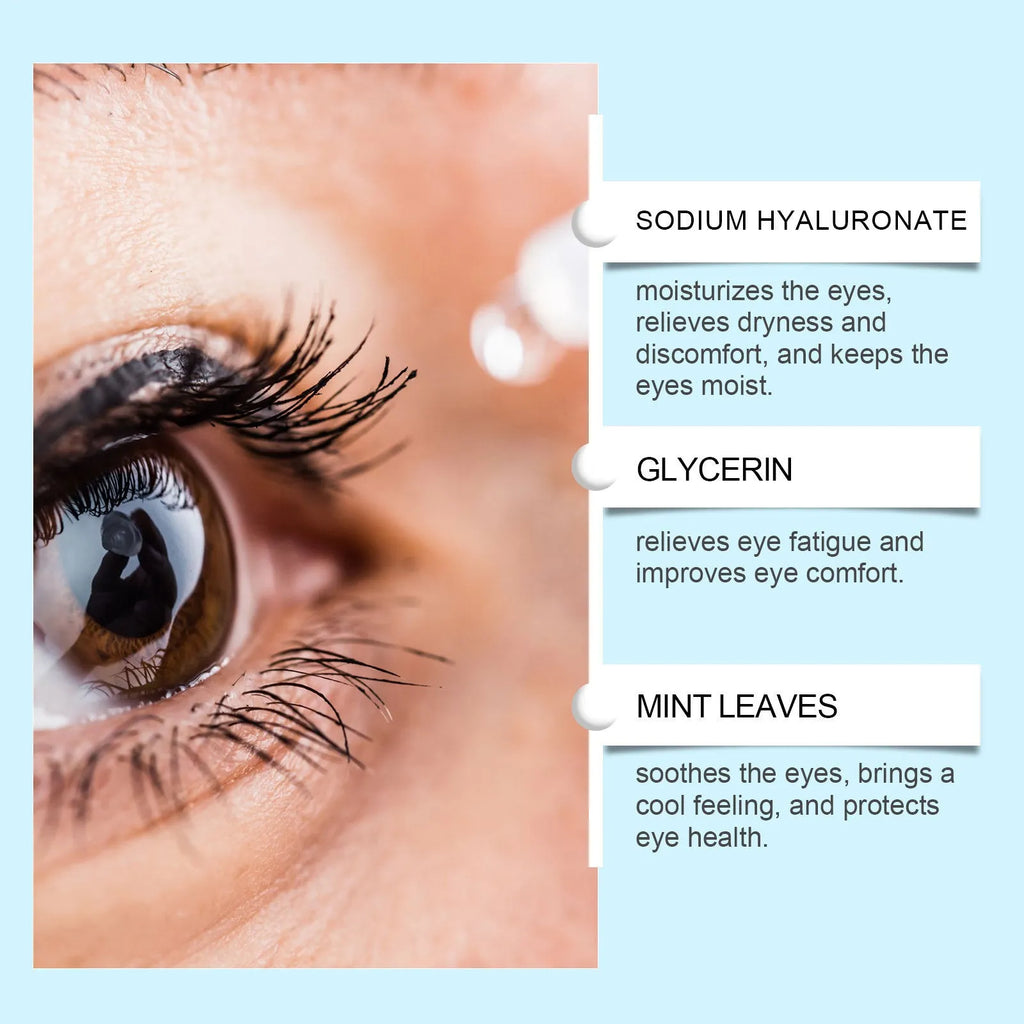 10 ml bottle of bright and gentle moisturising eye drops with mint leaf and sodium hyaluronate.