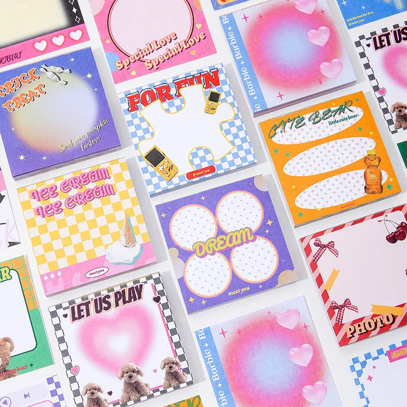Korean note paper pad with colourful cover showing 90 sheets of rectangle writing paper