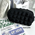 Fashion Personality Cream Puff design fabric pencil case in beige or black colours with zip closure