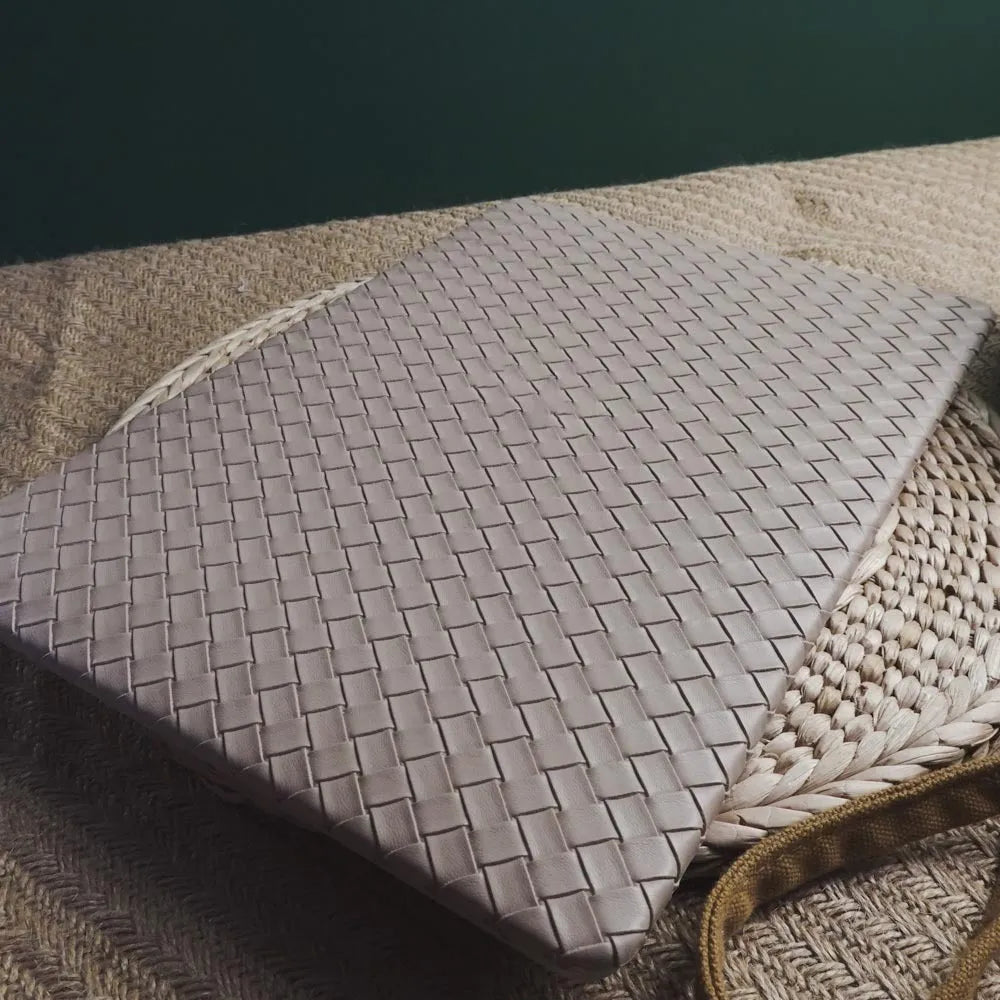 Milk tea colour woven leather laptop case for MacBook Air and Pro models, protective shell