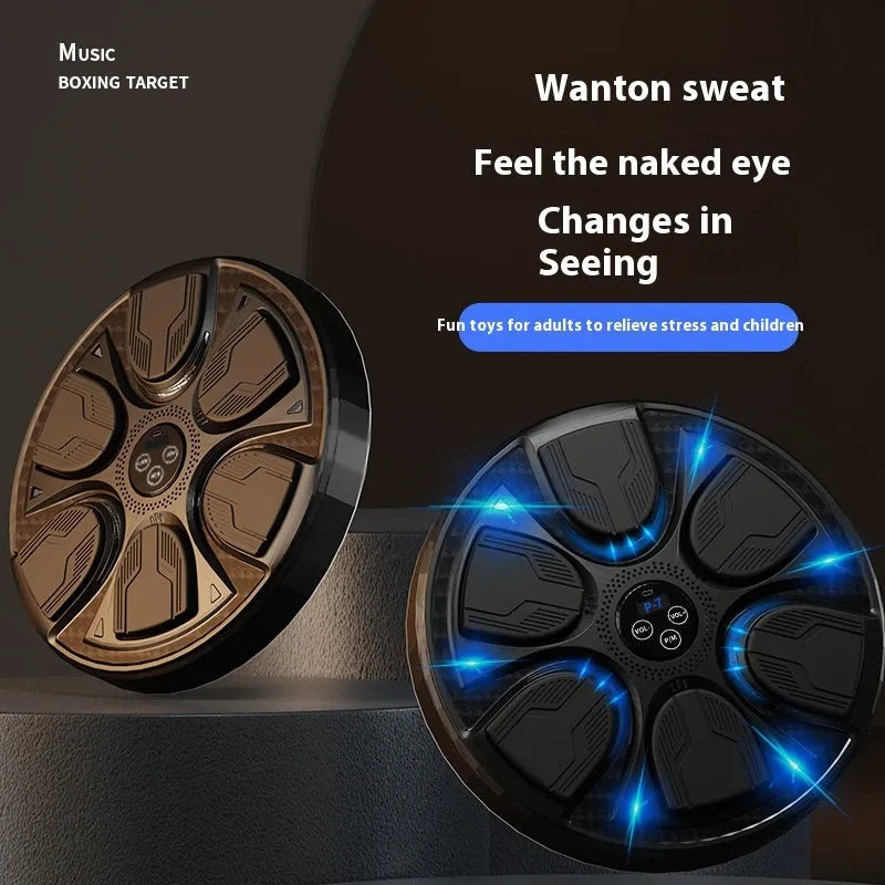Black leather intelligent music boxing machine wall target with attached gloves for home training