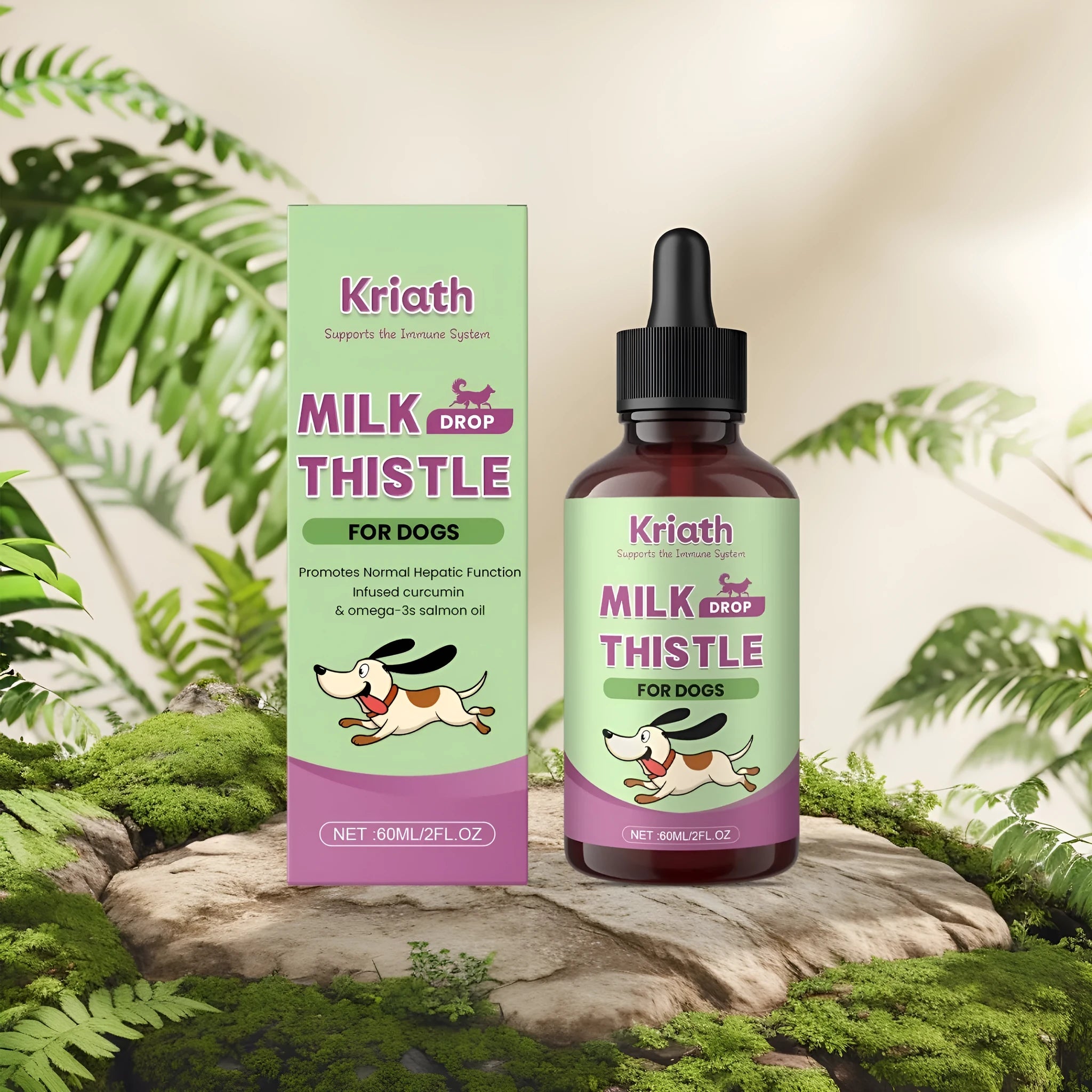 60ml bottle of Dog Milk Thistle Extract Nutrient Solution liquid supplement for dogs.