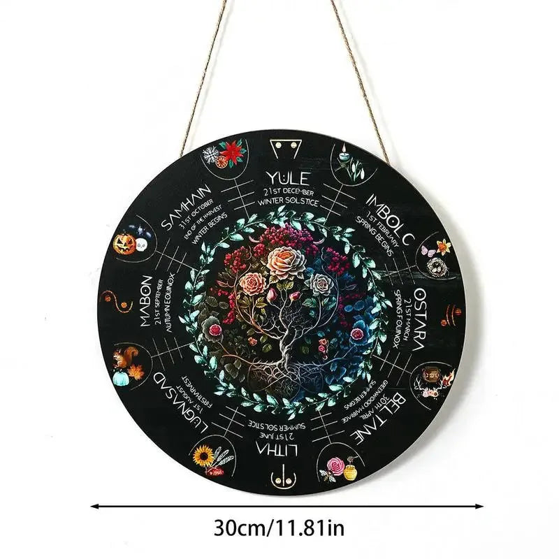 29.5 cm boxwood decorative pendant showing Rose disc and Owl carved design options.