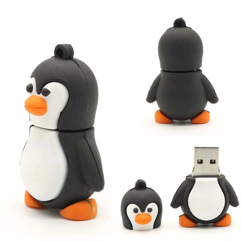 Cartoon Antarctic penguin USB 3.0 flash drive with PVC shell and small chain