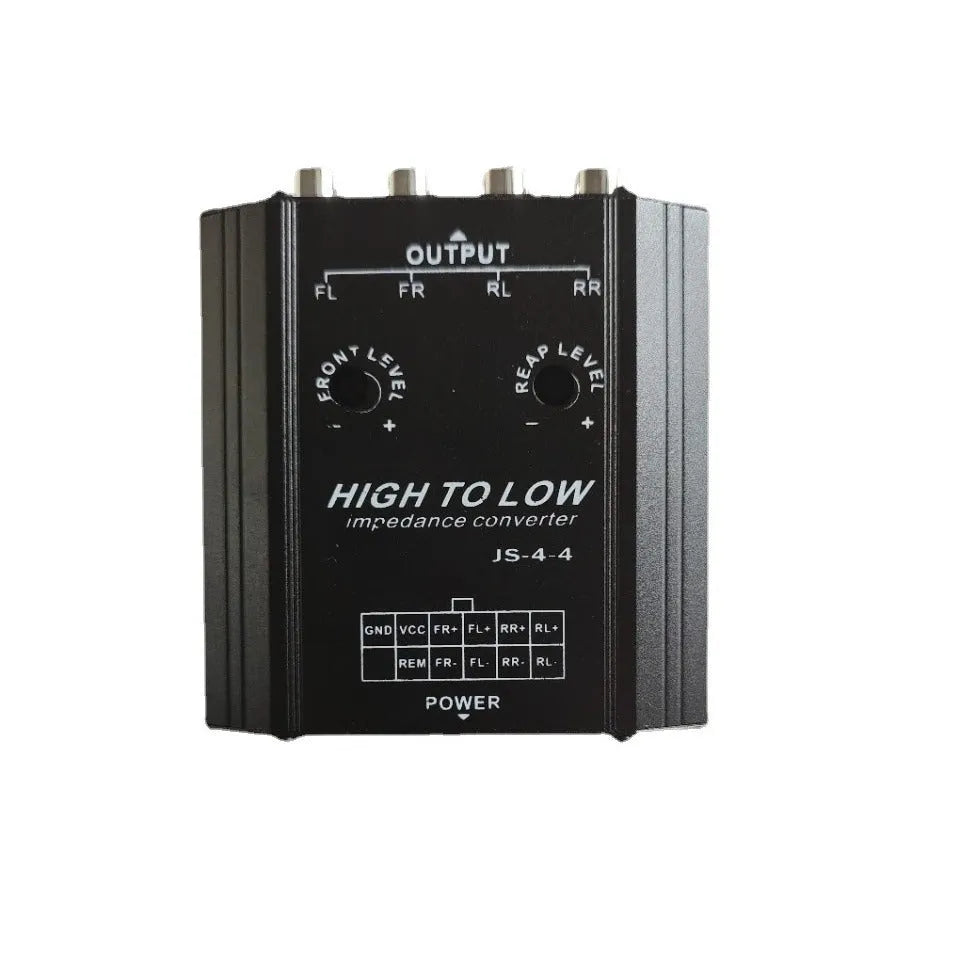 4-channel high-to-low audio converter aluminium alloy metal shell 80x80x25mm car audio modification