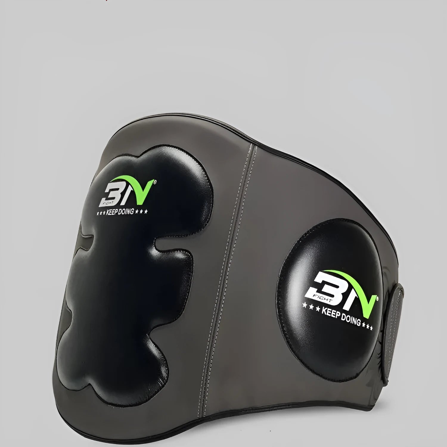 Dark grey Sanda boxing chest protection target for waist safety during martial arts training.