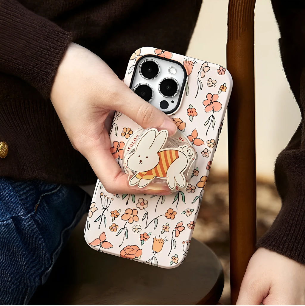 2-in-1 magnetic phone case for iPhone 12-15 Pro Max with TPU glass, card bag and cartoon design