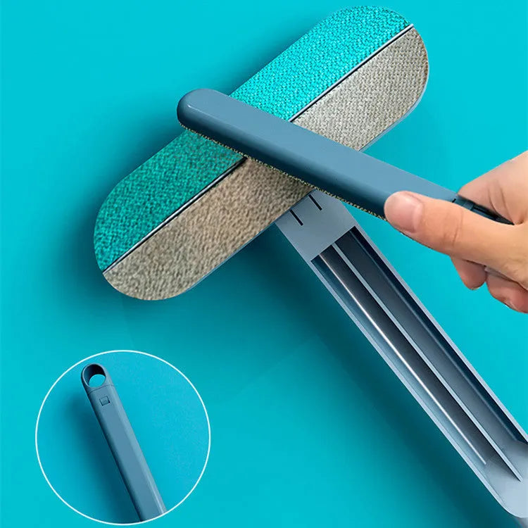 4-in-1 multifunctional cleaning brush with flannel head and extension handle for pet hair and screen cleaning