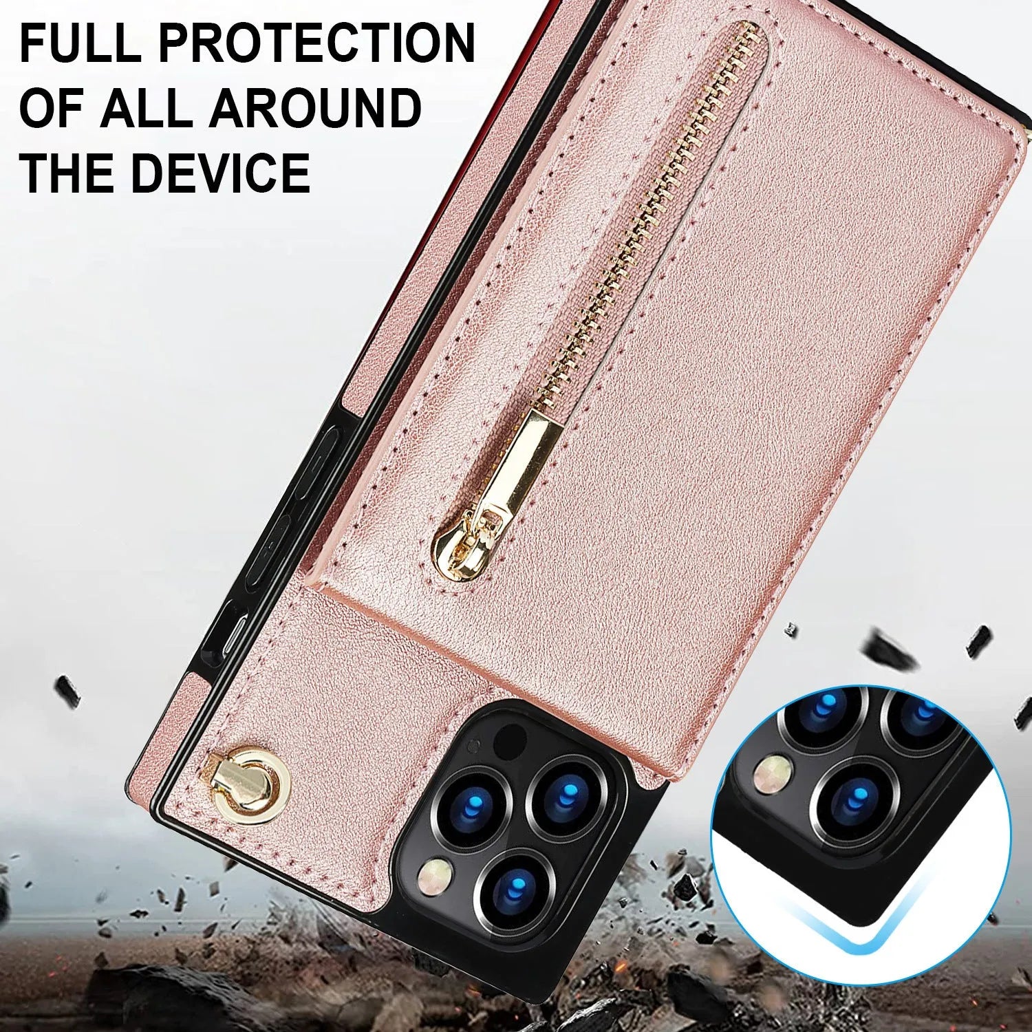 Solid colour leather and TPU mobile phone case shown fitted on a smartphone.