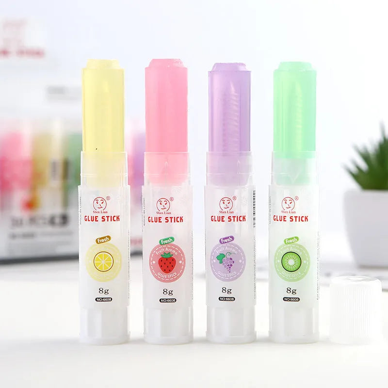 Jelly solid glue in random colour with fruit fragrance, 8.5 cm long by 2 cm wide