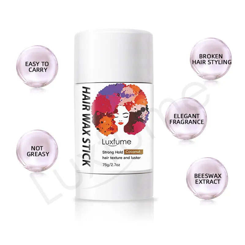 Solid hair wax stick for frizz control available in coconut and pineapple flavours