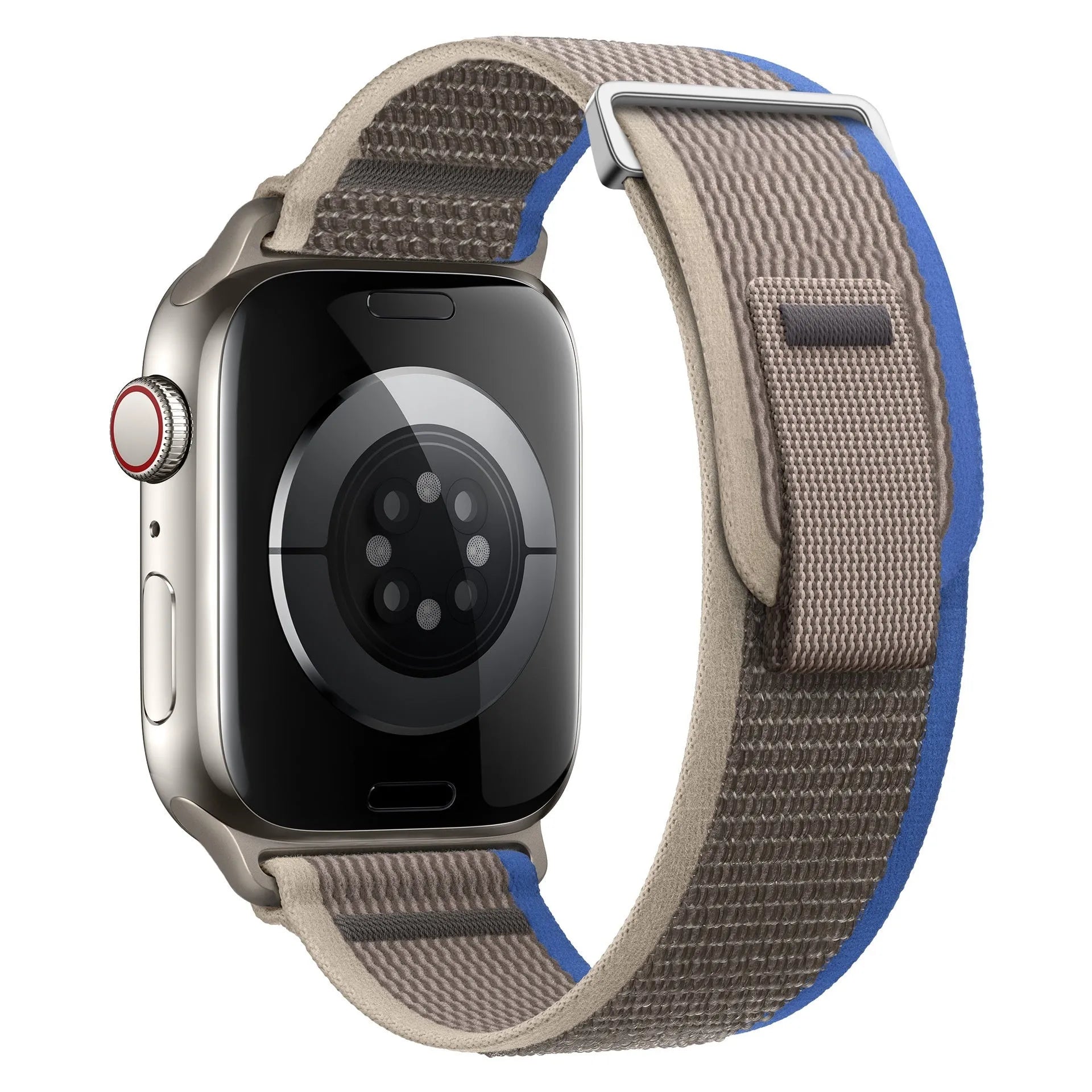 Nylon two-section replacement watch band for Apple Watch, sports style, black and grey colour