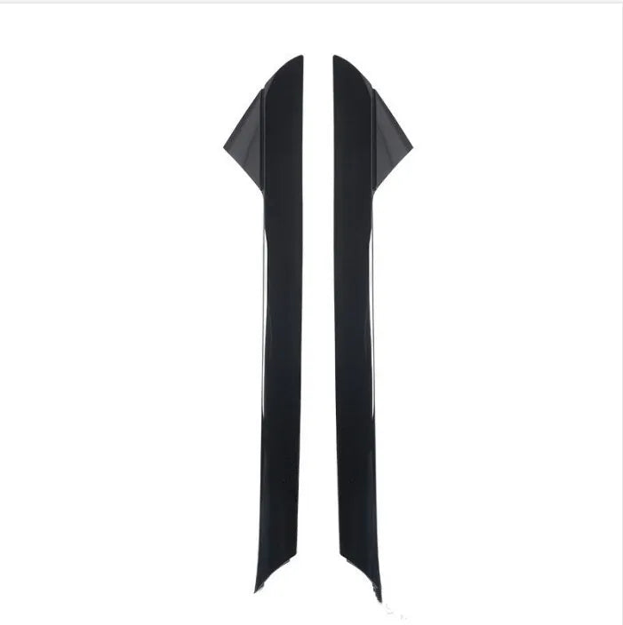 Black front windshield decorative trim panel for Ford vehicles, side view.