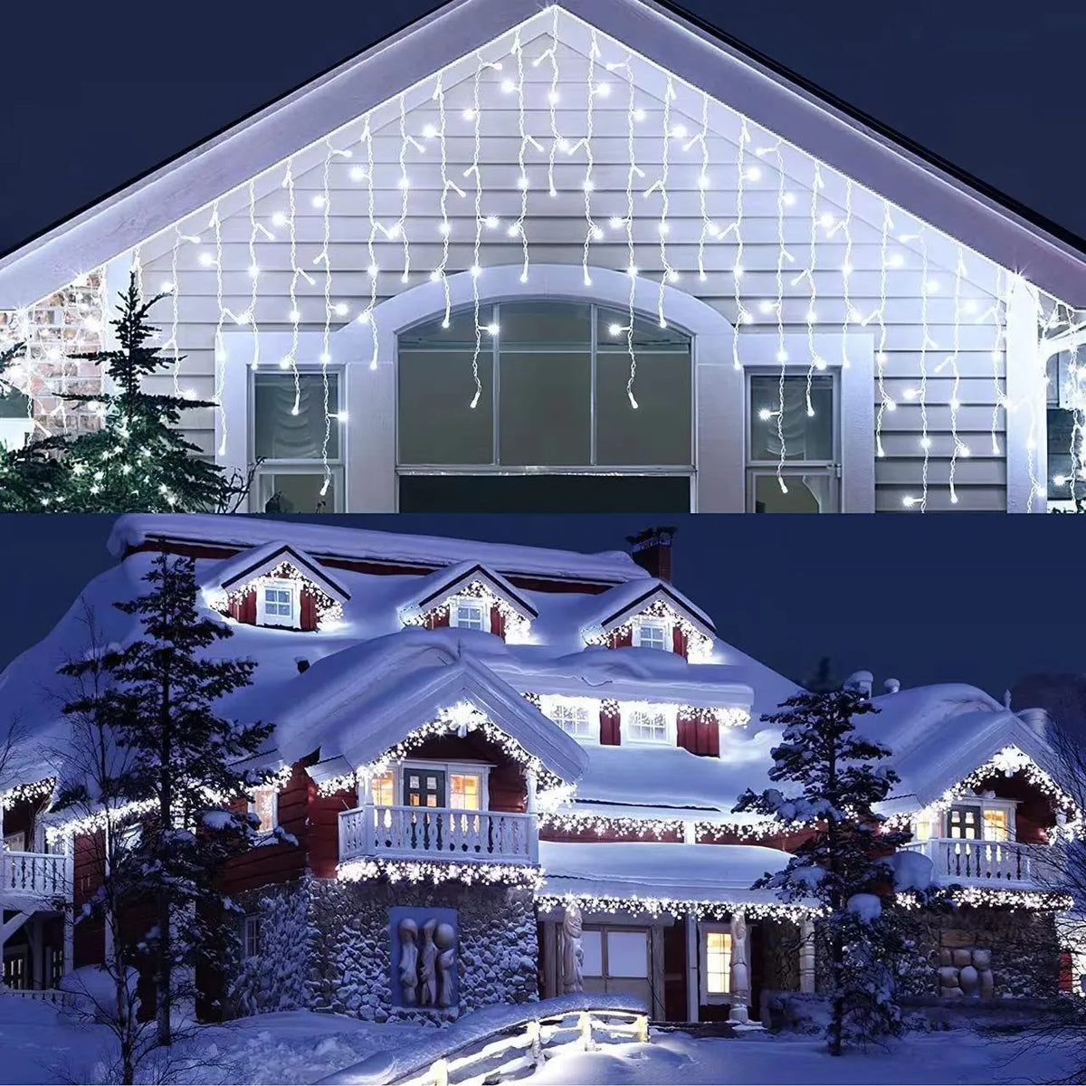 Solar curtain light with ice bar flashing starry sky effect, IP65, available in 3.5m, 4m and 8m lengths