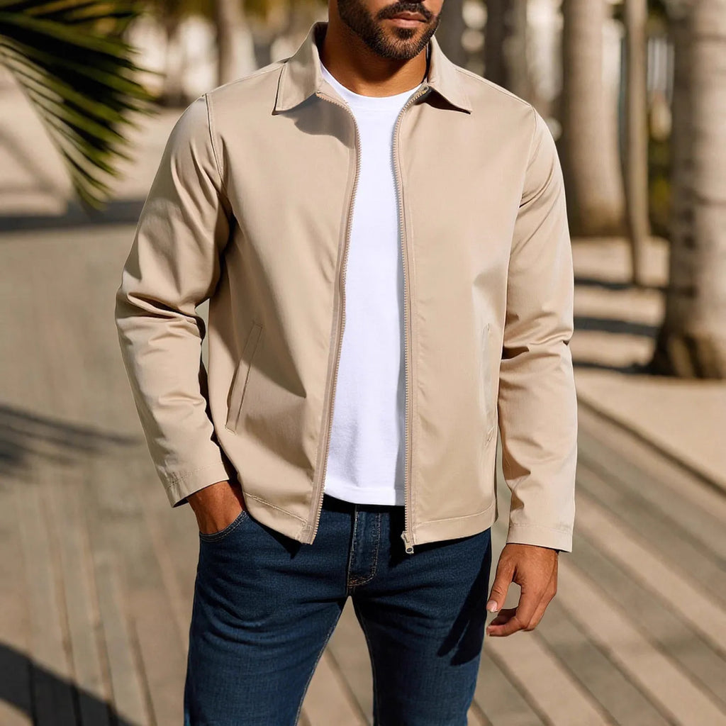Men's zipper cardigan jacket with raglan sleeves in emerald green.