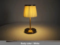 Gold alloy desk lamp with 3W LED light head and Type-C charging port on a wooden desk