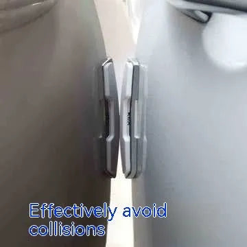 Four black plastic silicone car door bumper strips for side edge protection, each measuring 9.5 by 2 cm.