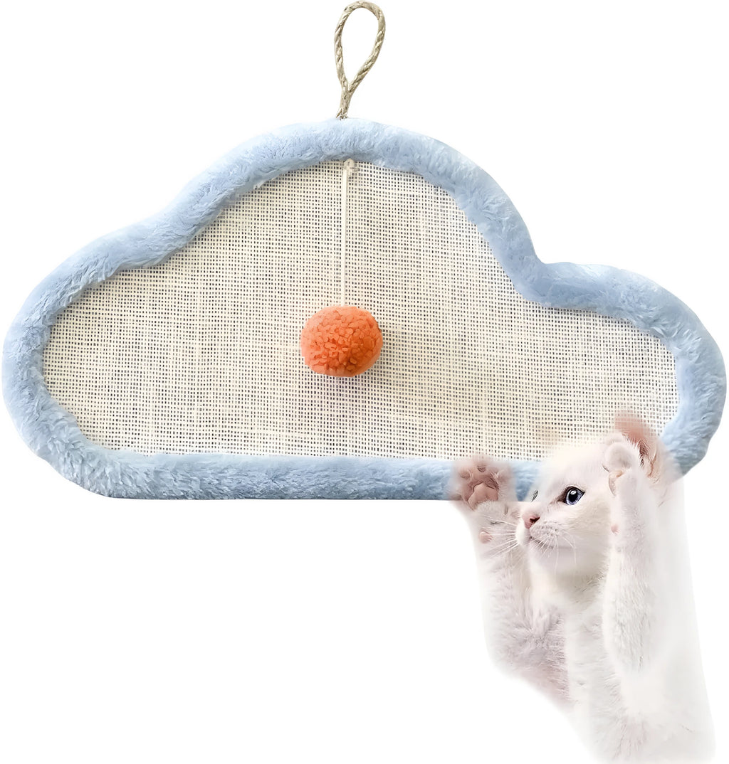 Cartoon sleeping cat design sisal scratching mat mounted on wall for indoor cats